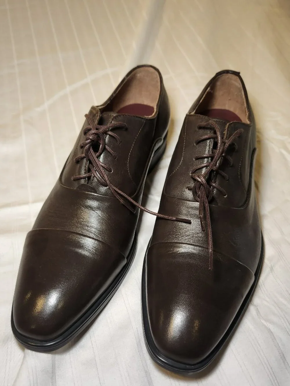 Bruno Magli Dark Brown Leather Cap Toe Oxford Dress Shoes Italy Mens 7.5